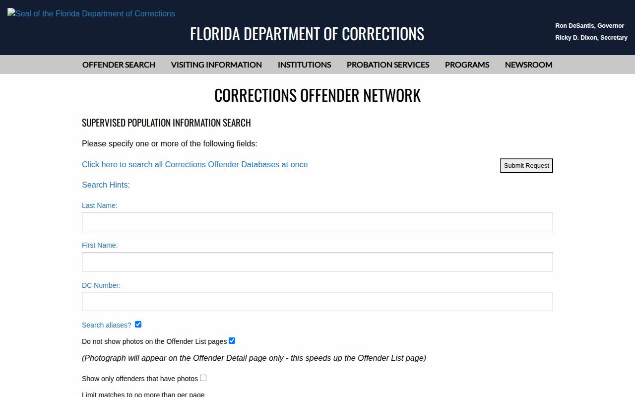 Duval County parole and probation community supervision search